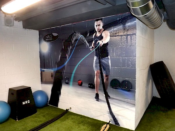 NRG fitness wall graphic Cork