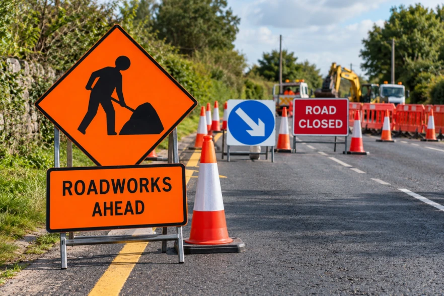 Road traffic management signs supplied by Optima Signs in Cork