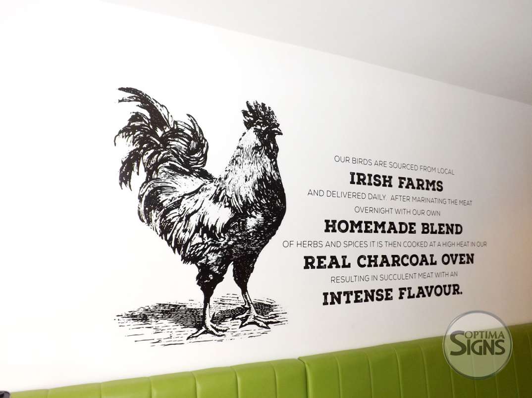 The Roost vinyl wall graphic installation Cork